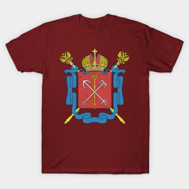 Saint Petersburg, Russia /// Faded-Vintage Style Flag Design T-Shirt by DankFutura